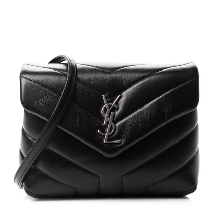 Saint Laurent Calfskin Y Quilted Monogram Toy Loulou Crossbody Bag Black 1 of 12
