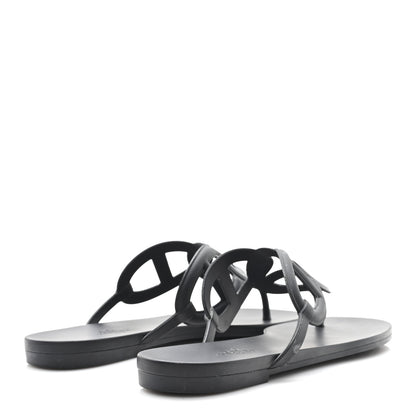 Hermes Rubber Womens Egerie Sandals 40 Black 5 of 10