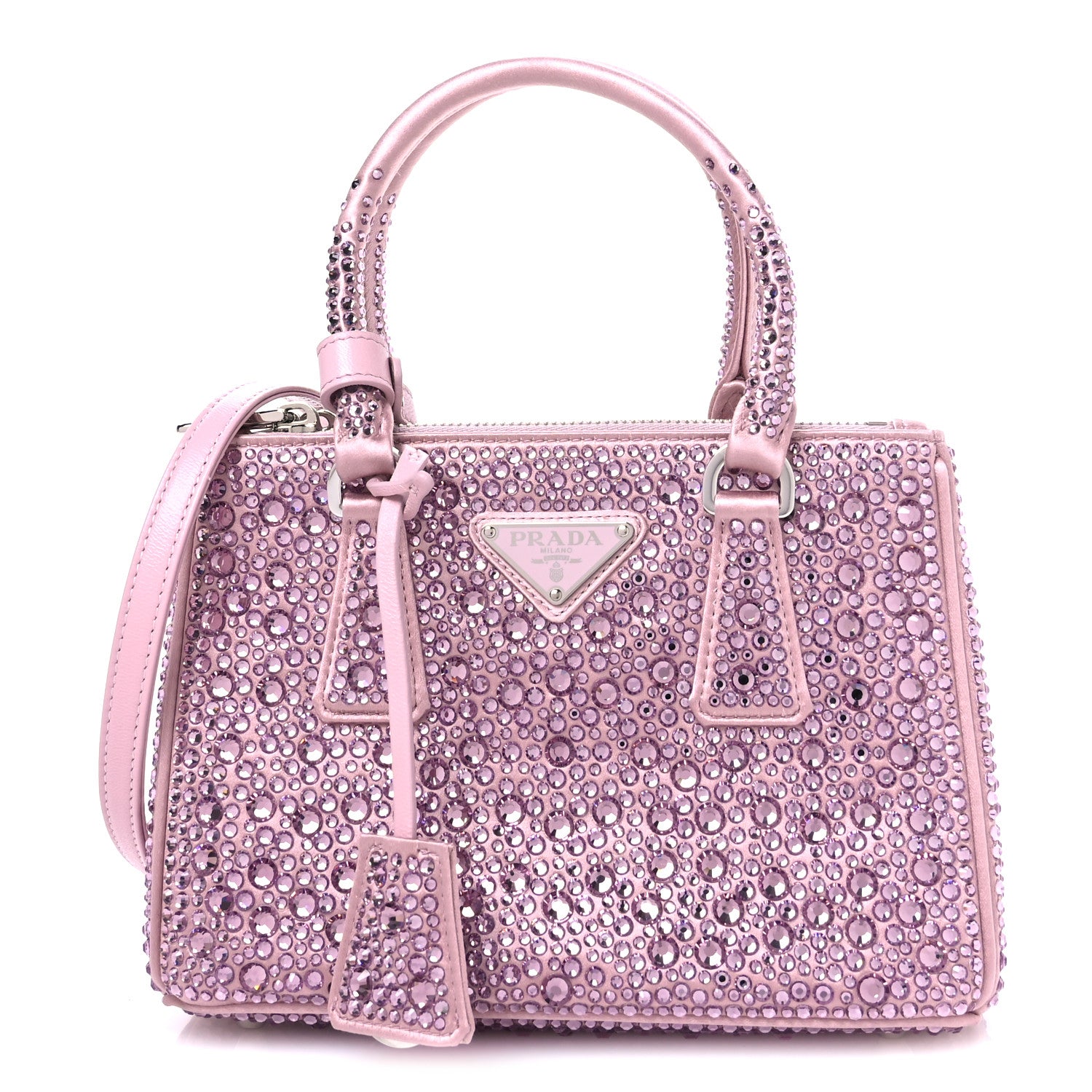 Prada Satin Crystal Mini Galleria Double Zip Tote Alabastro 1 of 11