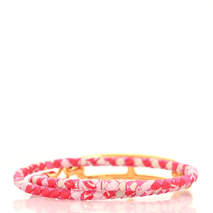 Hermes Silk Printed Astrologie Nouvelle Roulis Double Tour Bracelet T2 Pink 3 of 5