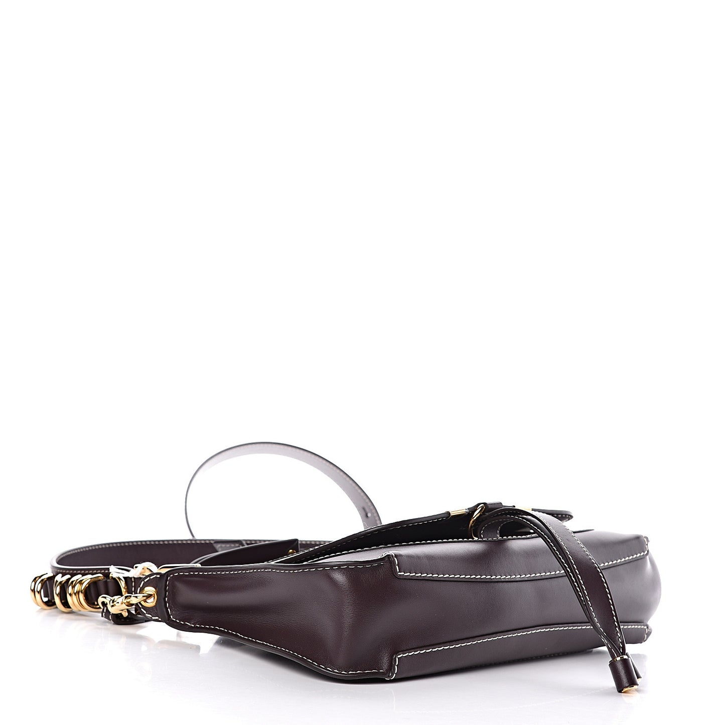 Calfskin Medium Marcie Saddle Shoulder Bag Black Raisin