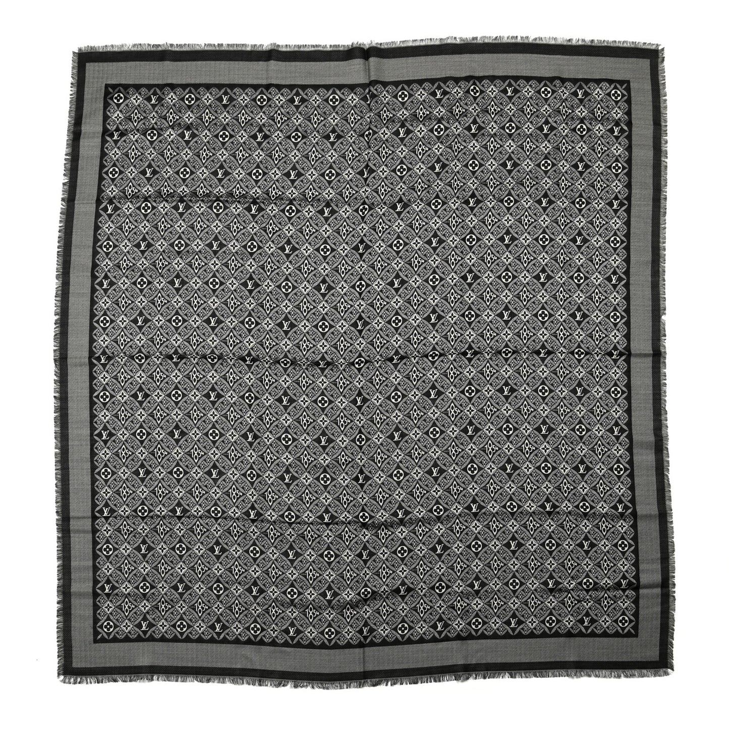 Silk Wool Jacquard Since 1854 Monogram Shawl Gray
