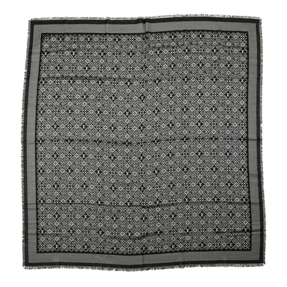 Louis Vuitton Silk Wool Jacquard Since 1854 Monogram Shawl Gray 1 of 3