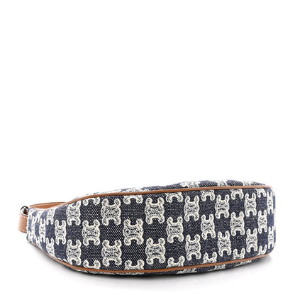 Celine Canvas Calfskin Ava Triomphe Shoulder Bag Blue 4 of 11