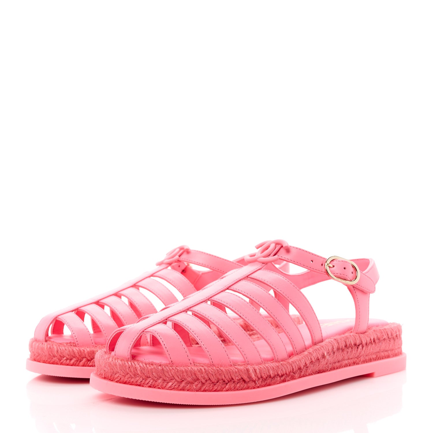 Chanel Lambskin Espadrille Sandals 39 Coral 3 of 9