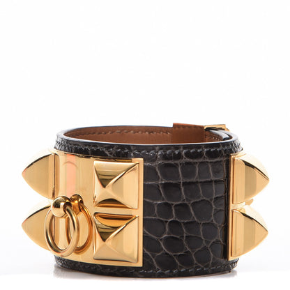 Hermes Shiny Alligator Collier De Chien CDC Bracelet S Macassar 1 of 7