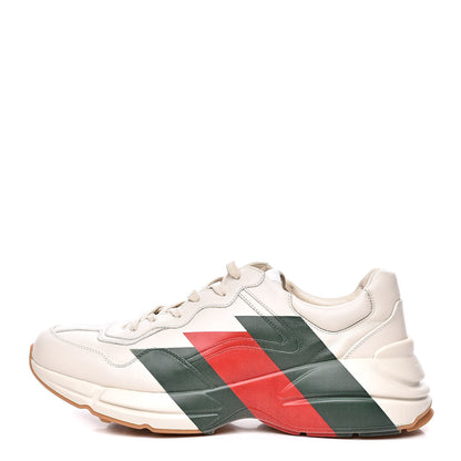 Gucci Calfskin Web Printed Mens Rhyton Sneakers 12.5 Mystic White 1 of 9