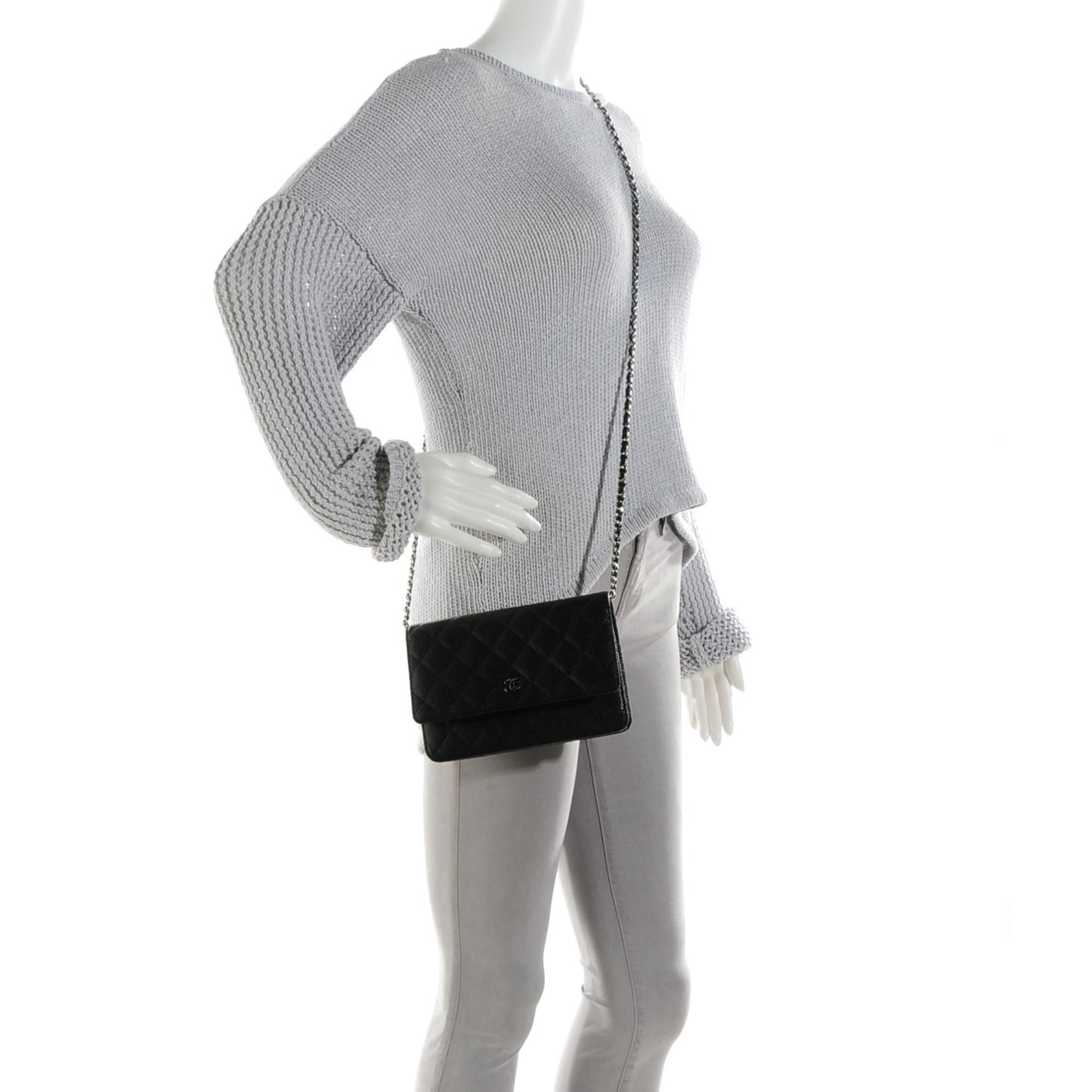 Caviar Quilted Wallet On Chain WOC Black