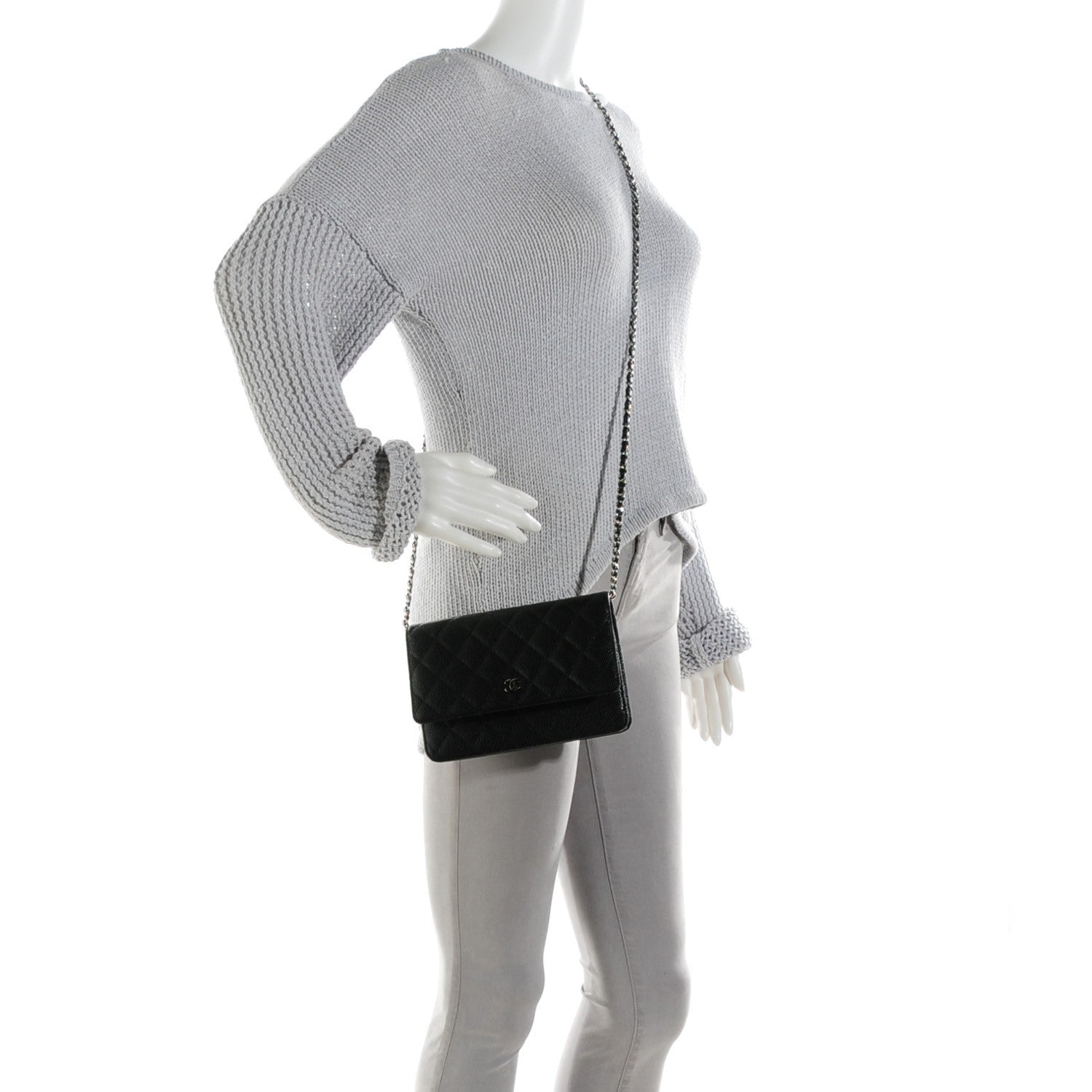 Chanel Caviar Quilted Wallet On Chain WOC Black 2 of 8