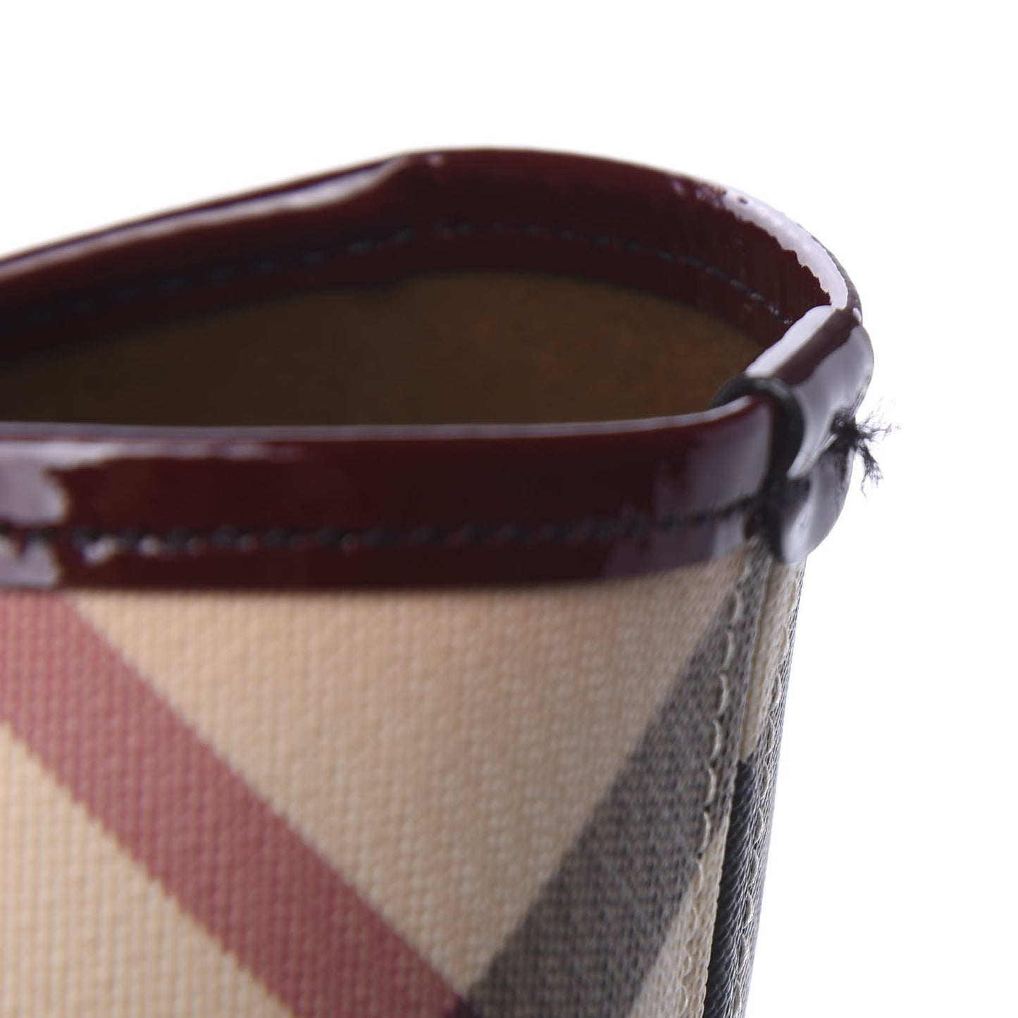 Patent Trim Nova Check Medium Shopper Tote Burgundy