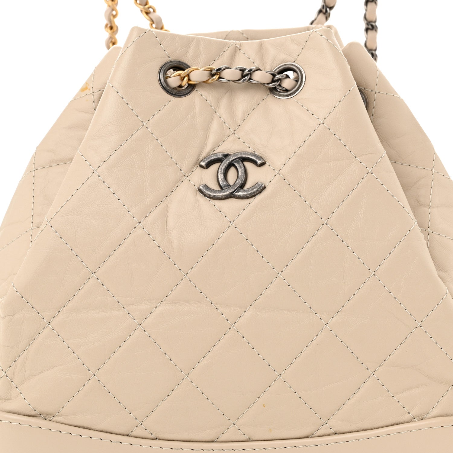 Chanel Aged Calfskin Quilted Small Gabrielle Backpack Beige 7 of 11