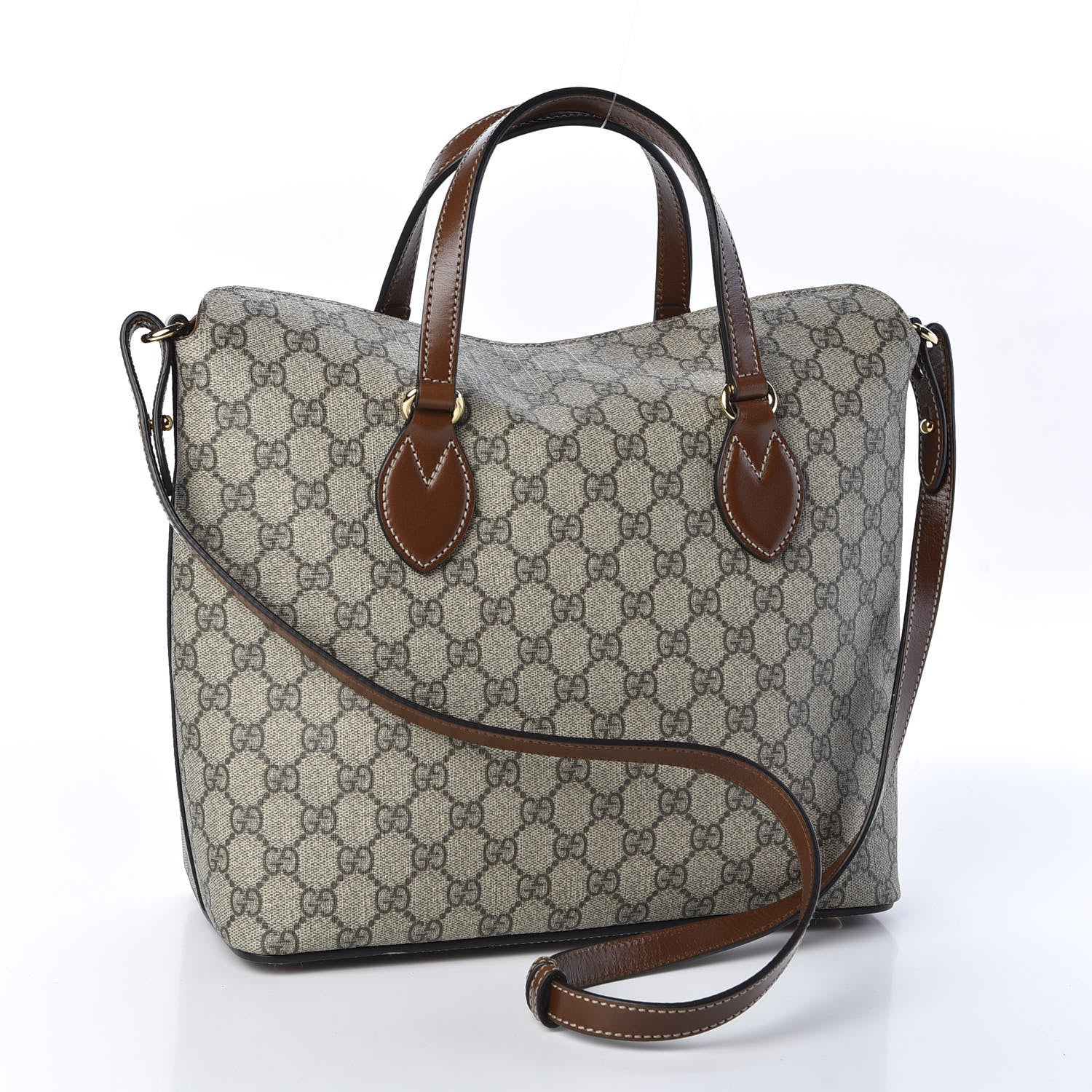 Gucci GG Supreme Monogram Linea A Foldover Tote Brown 2 of 9