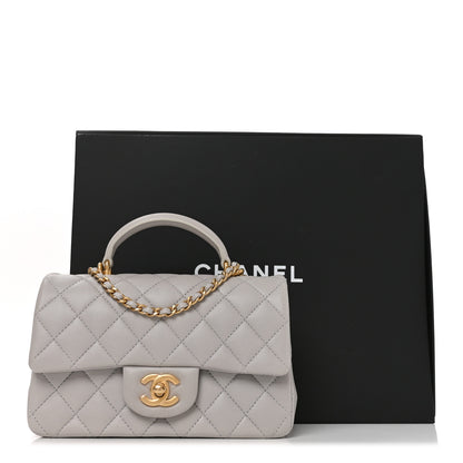 Chanel Lambskin Quilted Mini Top Handle Rectangular Flap Grey 11 of 11