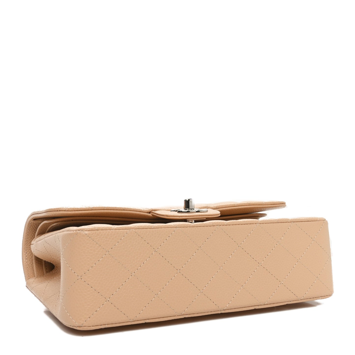 Caviar Quilted Small Double Flap Beige