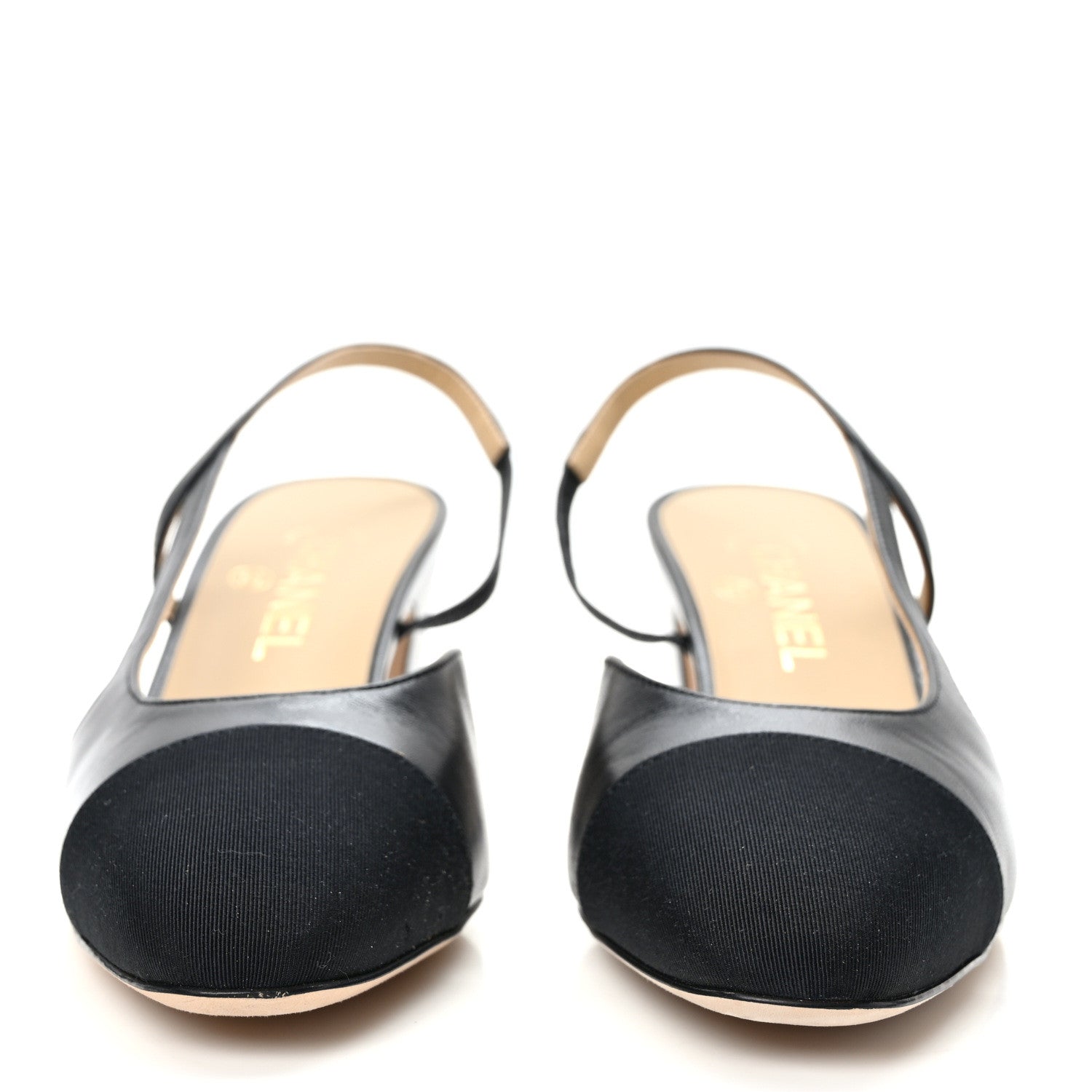 Chanel Lambskin Patent Cap Toe CC Slingback Pumps 39.5 Black 2 of 9