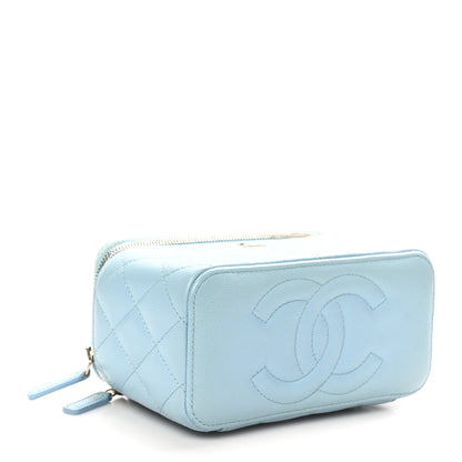 Chanel Caviar Quilted Small Tiny CC Vanity Case With Chain Light Blue 4 of 13