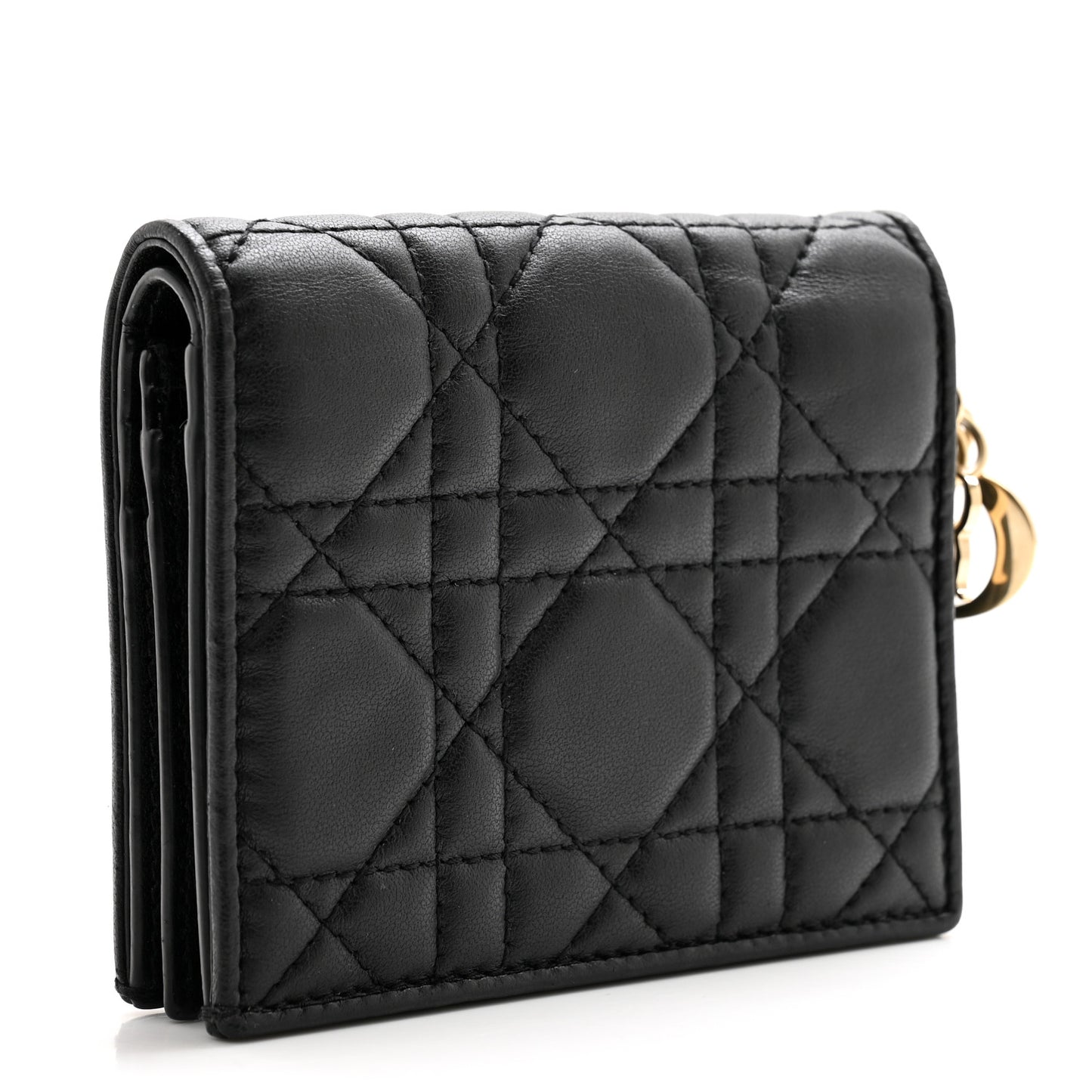 Lambskin Cannage Mini Lady Dior Wallet Black
