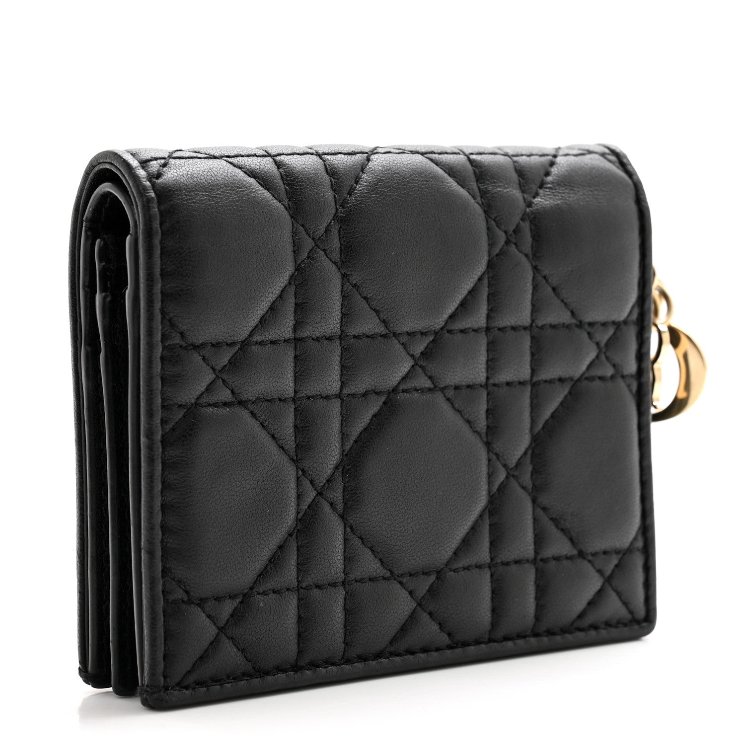 Christian Dior Lambskin Cannage Mini Lady Dior Wallet Black 3 of 9