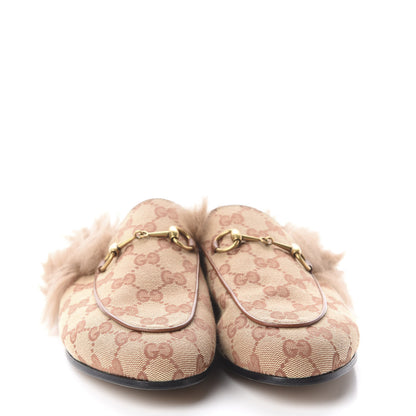 Gucci GG Monogram Fur Womens Princetown Slippers 38.5 Beige Ruggine Rust 2 of 7