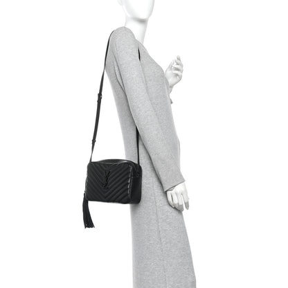 Saint Laurent Calfskin Matelasse Monogram Monochrome Lou Camera Bag Black 2 of 9