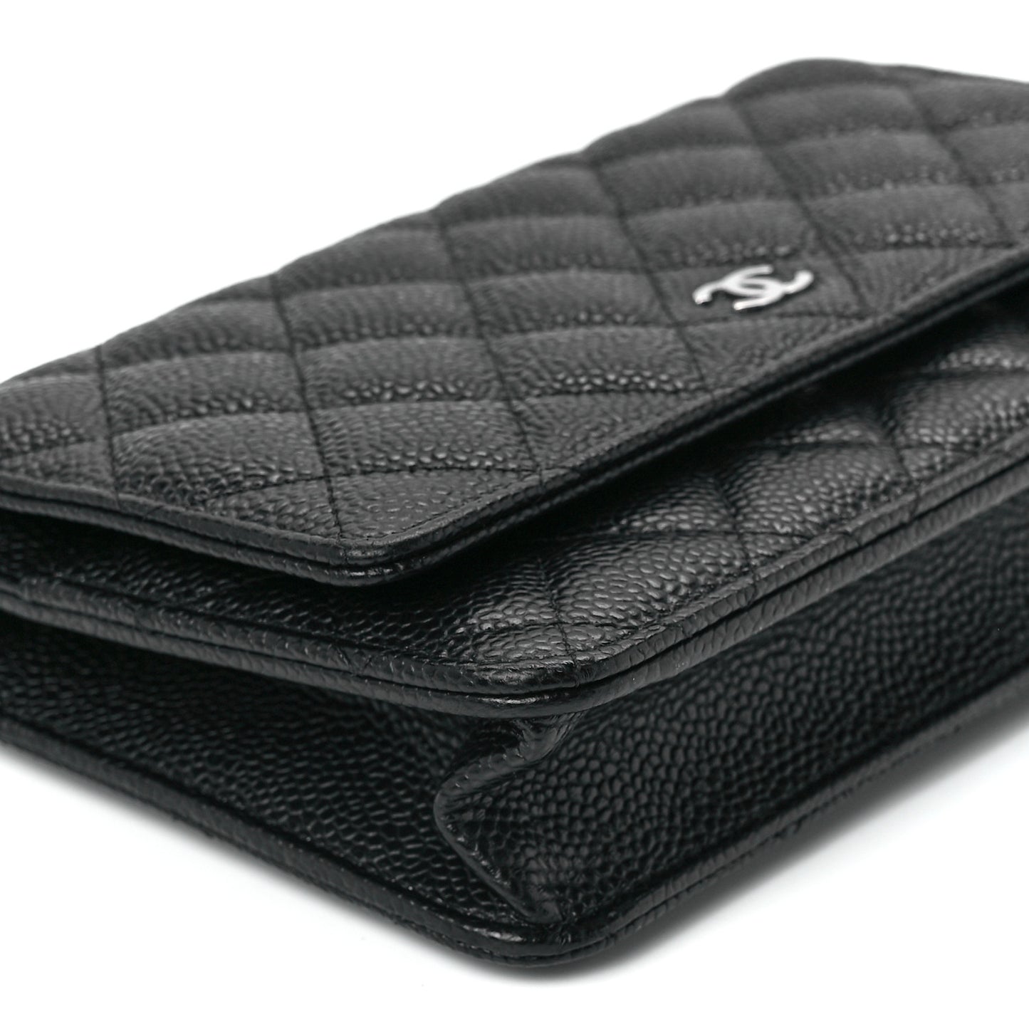Caviar Quilted Wallet on Chain WOC Black
