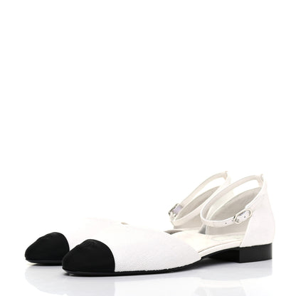 Chanel Sequin Grosgrain Cap Toe CC Ankle Strap Sandals 42 White Black 3 of 9