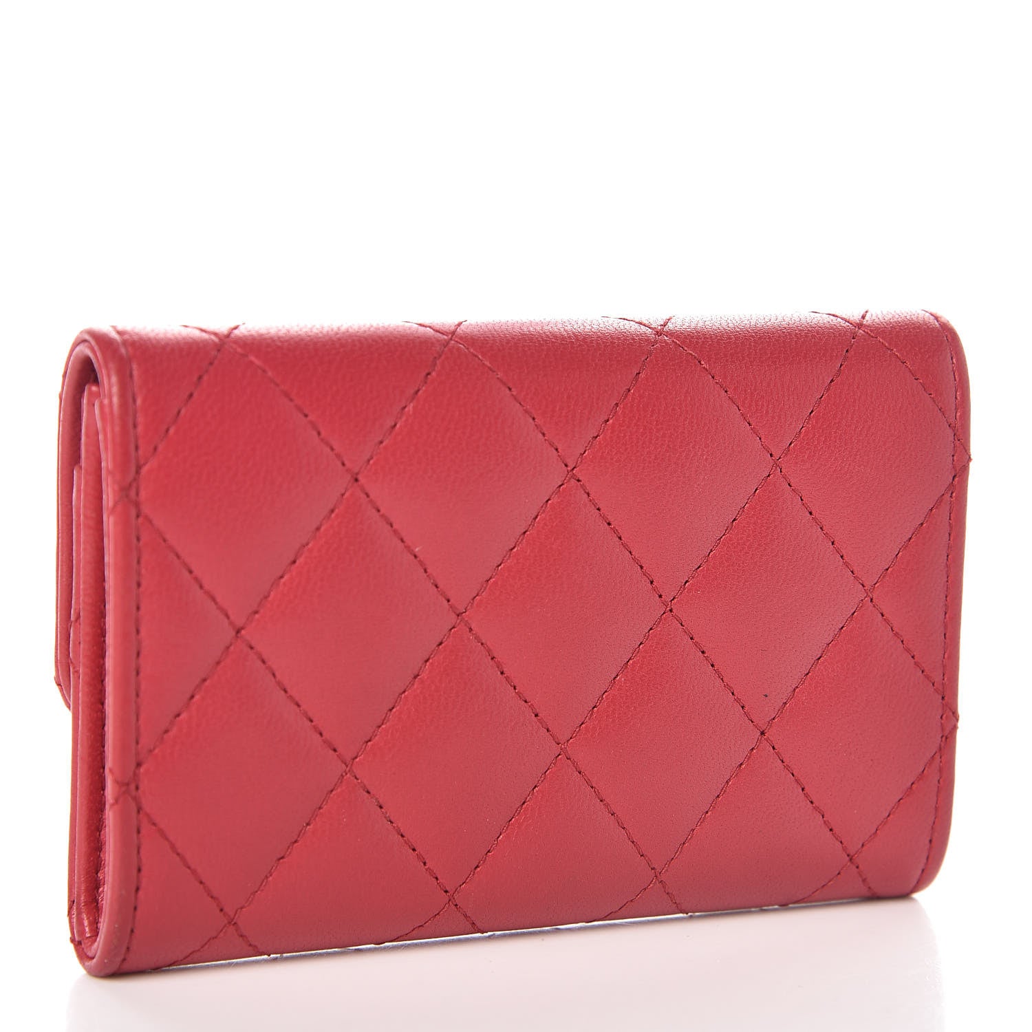 Chanel Lambskin Quilted Flap Card Holder Dark Pink 3 of 9