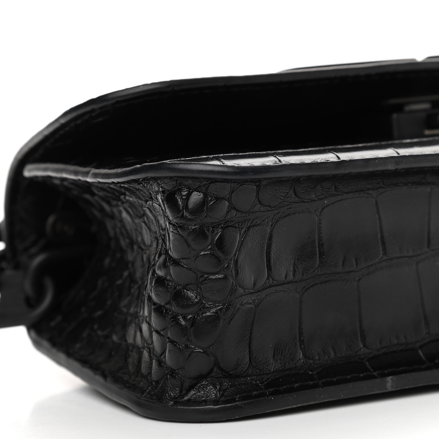 Balenciaga Extra Supple Calfskin Monochrome Crocodile Embossed Gossip Chain Bag XS Black 8 of 9
