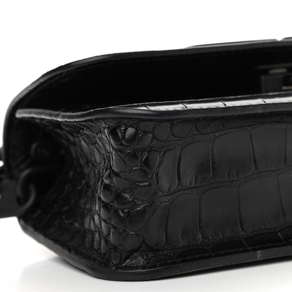 Balenciaga Extra Supple Calfskin Monochrome Crocodile Embossed Gossip Chain Bag XS Black 8 of 9