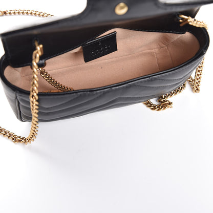 Gucci Calfskin Matelasse Super Mini GG Marmont Shoulder Bag Black 5 of 8