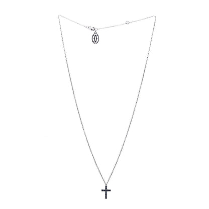 Cartier 18K White Gold Blue Sapphire Symbols Cross Pendant Necklace 3 of 5