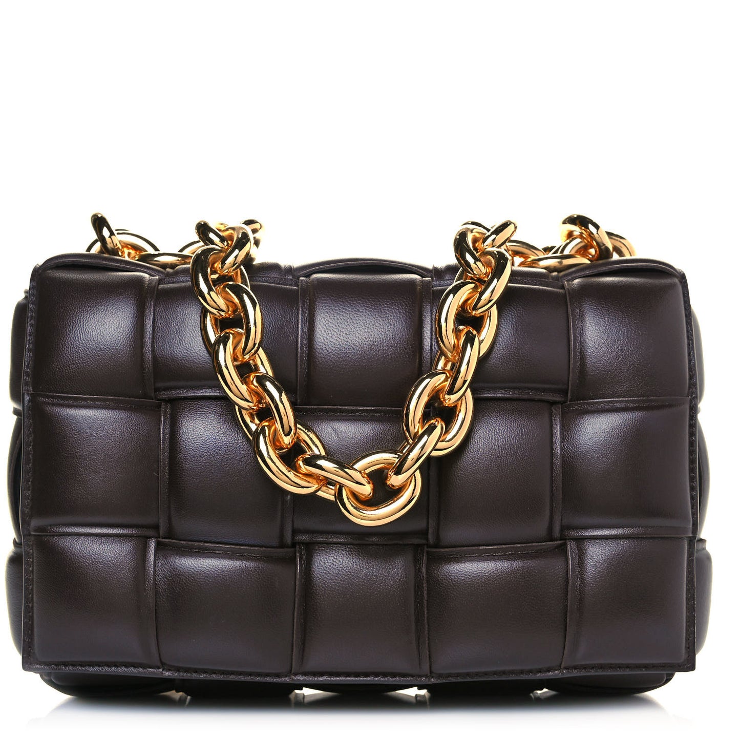 Lambskin Maxi Intreccio Padded Chain Cassette Crossbody Bag Black