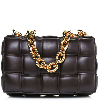 Bottega Veneta Lambskin Maxi Intreccio Padded Chain Cassette Crossbody Bag Black 1 of 10