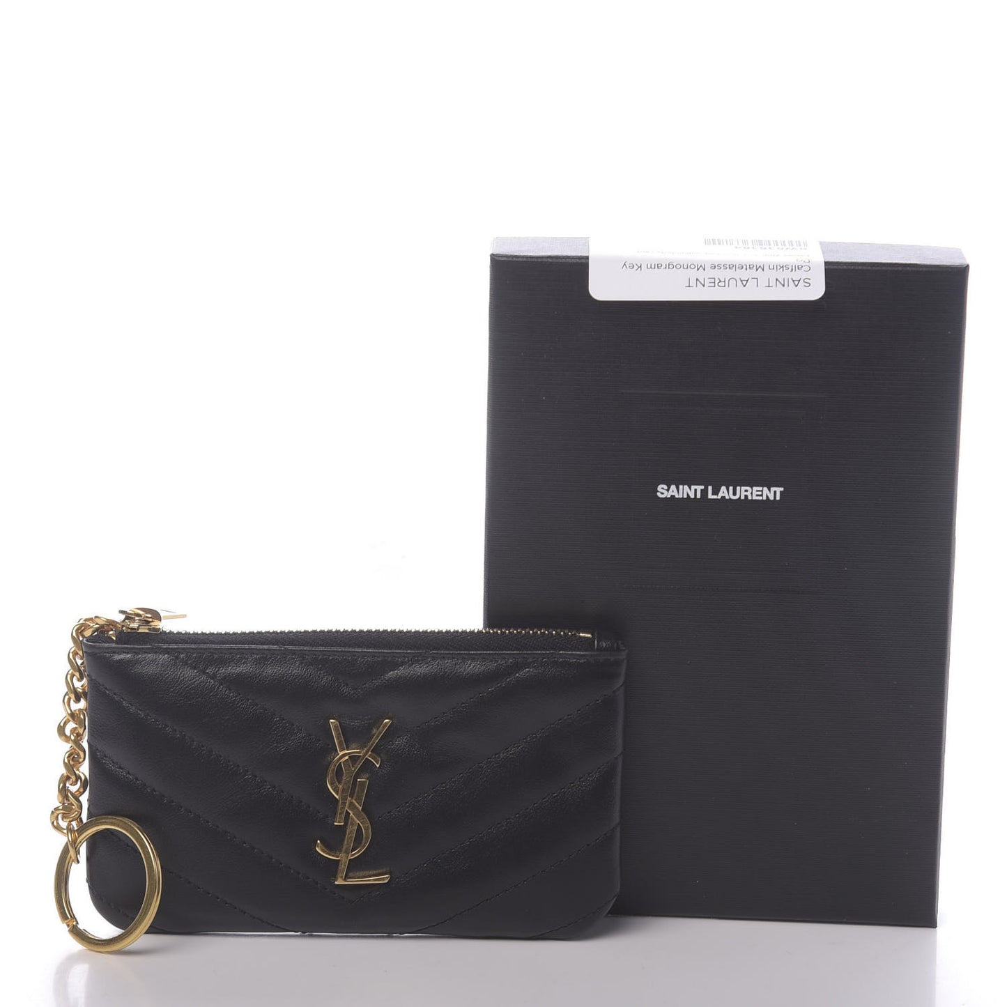 Calfskin Matelasse Monogram Key Pouch Black