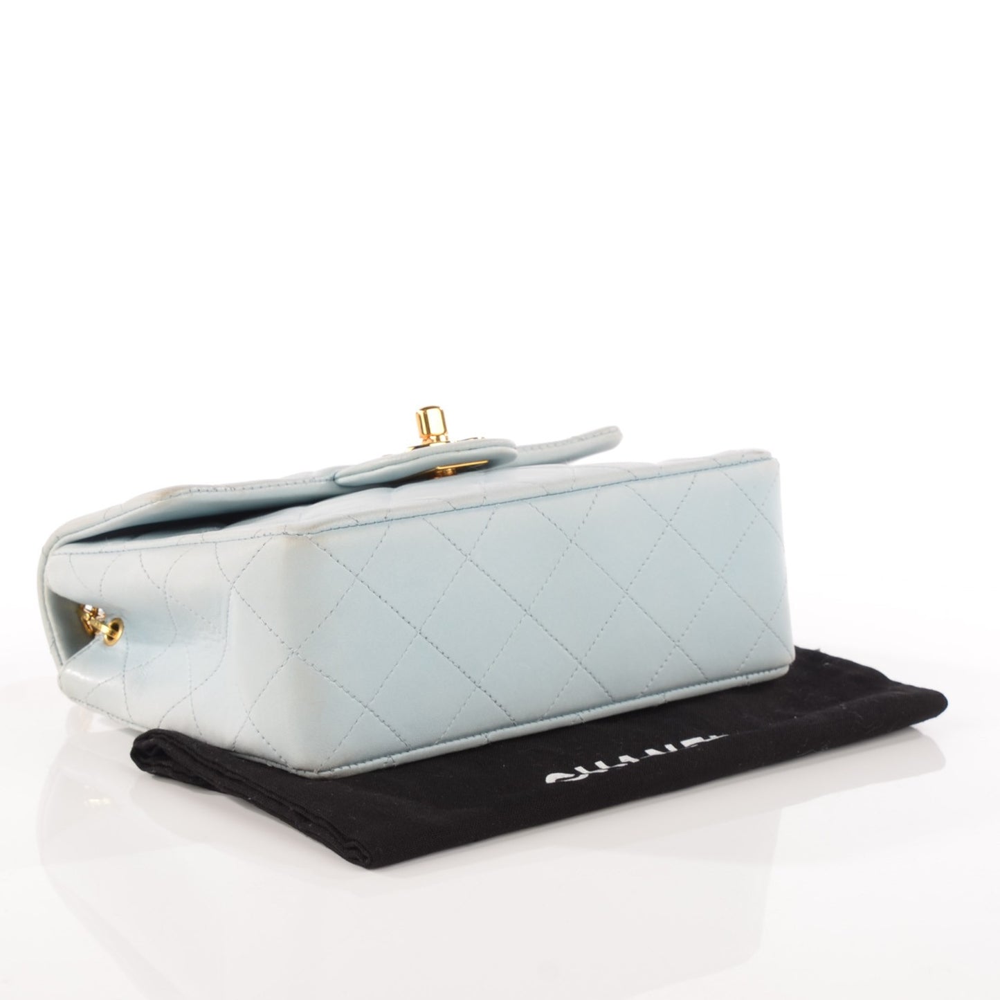 Lambskin Quilted Mini Square Flap Light Blue