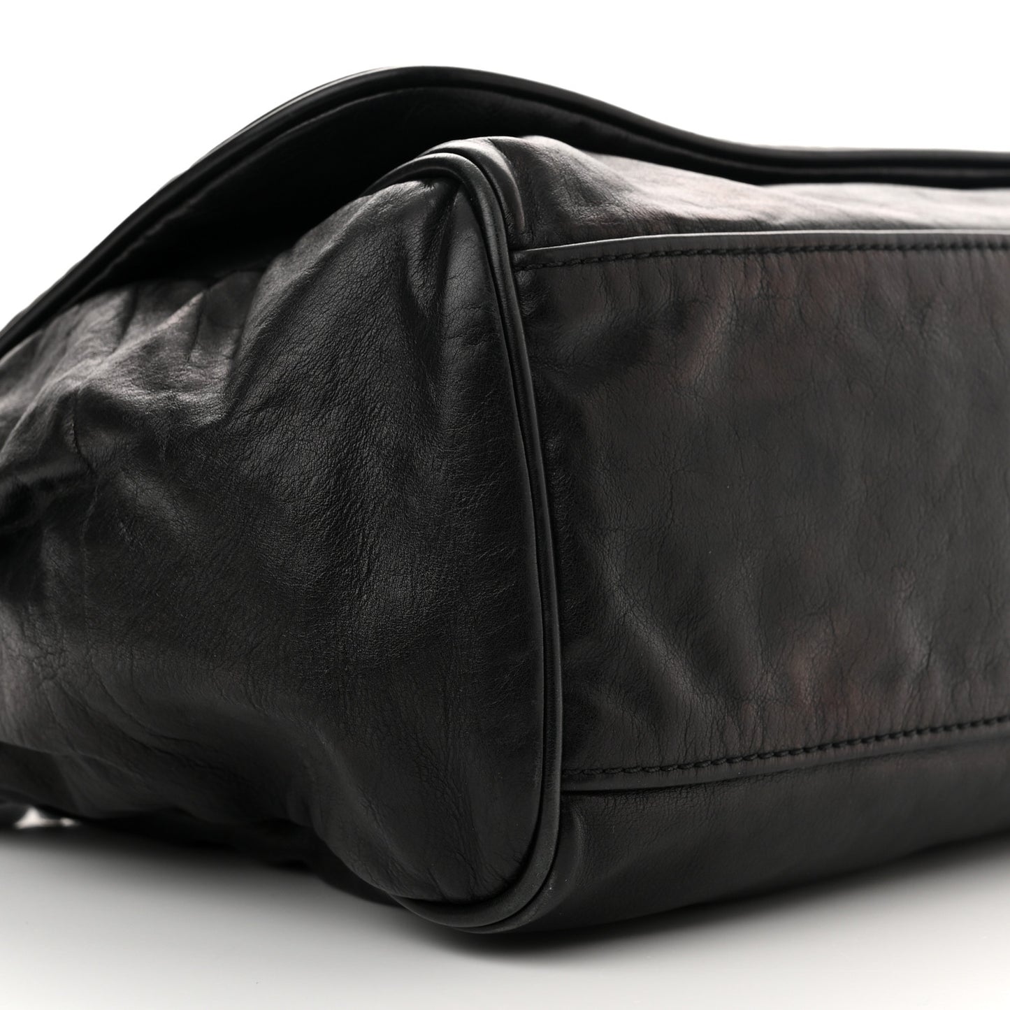 Calfskin Small Rock and Chain Flap Black