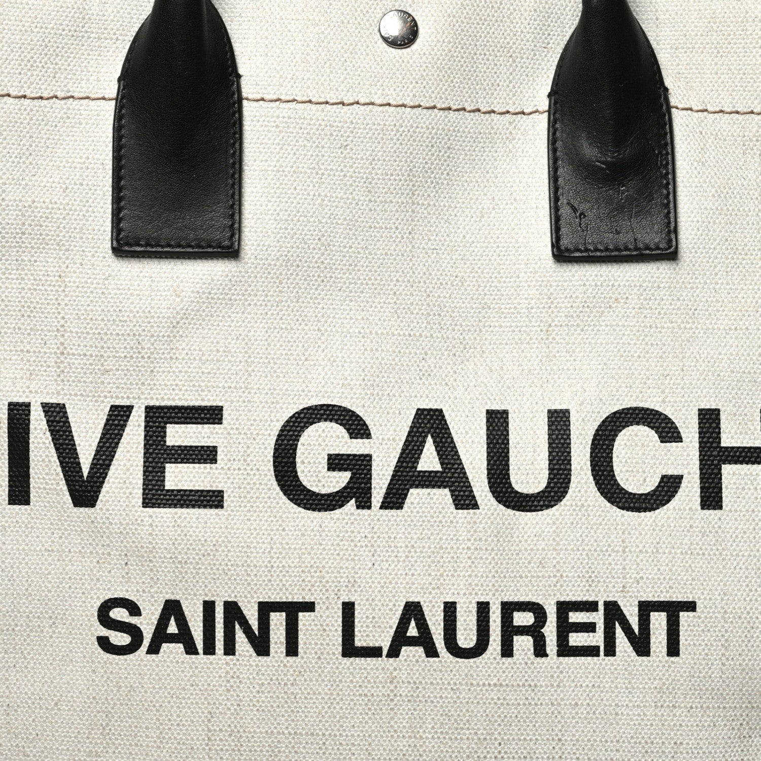 Saint Laurent Linen Calfskin Rive Gauche Tote Optic White 7 of 9