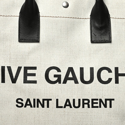 Saint Laurent Linen Calfskin Rive Gauche Tote Optic White 7 of 9