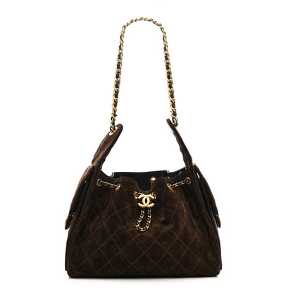 Chanel Suede Quilted Small Chanel 25 Handbag Dark Brown 1 of 10