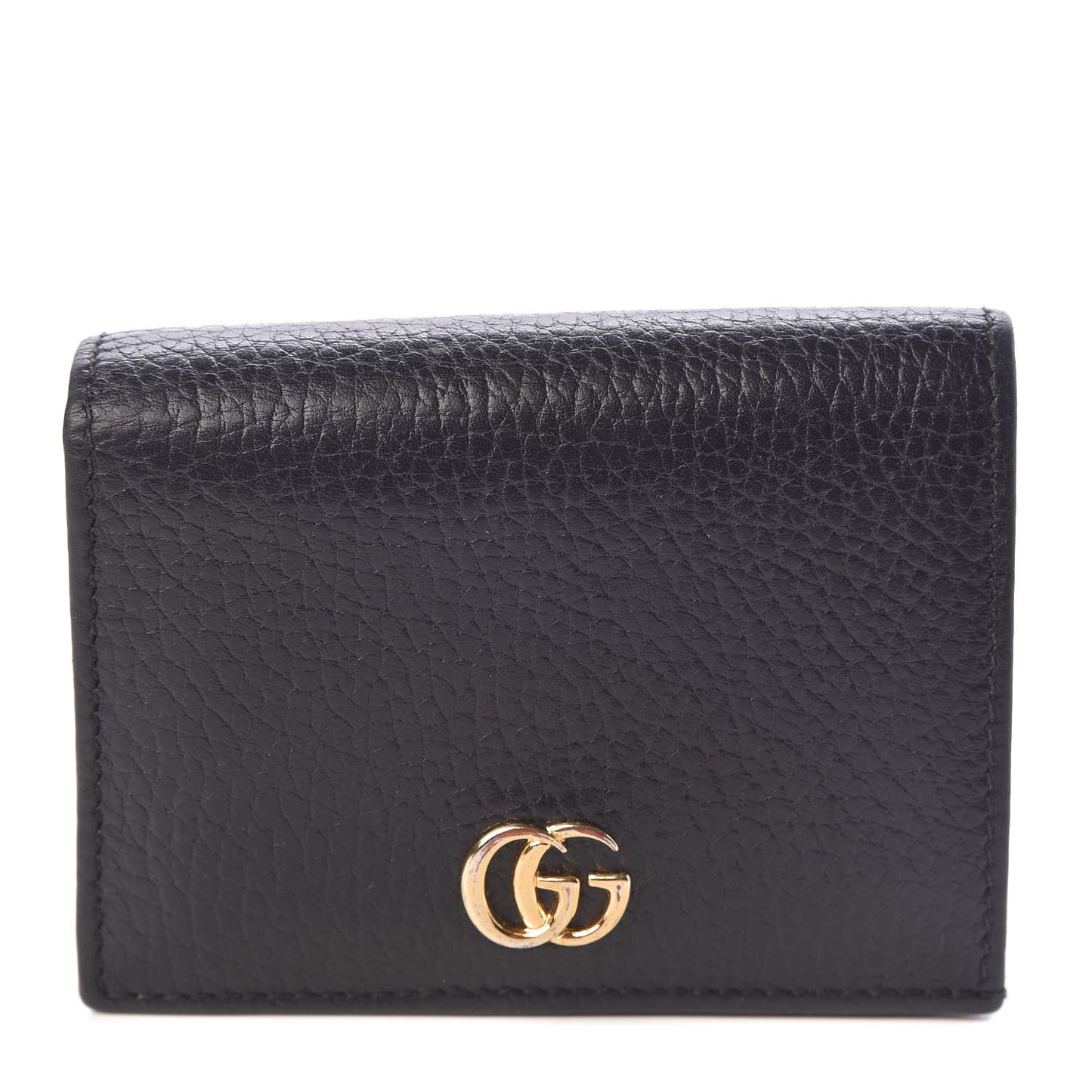 Pebbled Calfskin GG Marmont Card Case Black