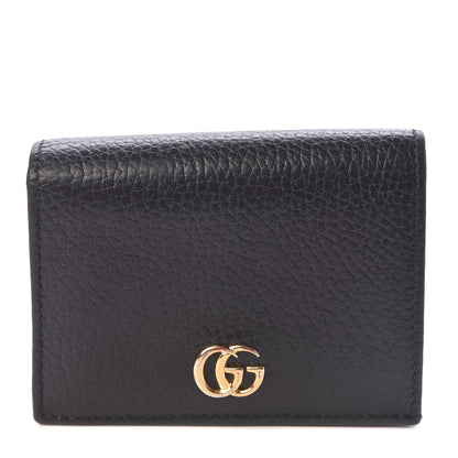Gucci Pebbled Calfskin GG Marmont Card Case Black 1 of 6