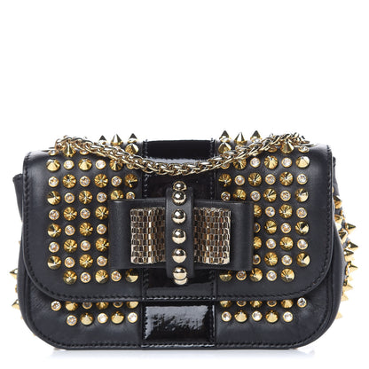 Christian Louboutin Calfskin Spikes Sweety Charity Crossbody Bag Black Gold 1 of 10