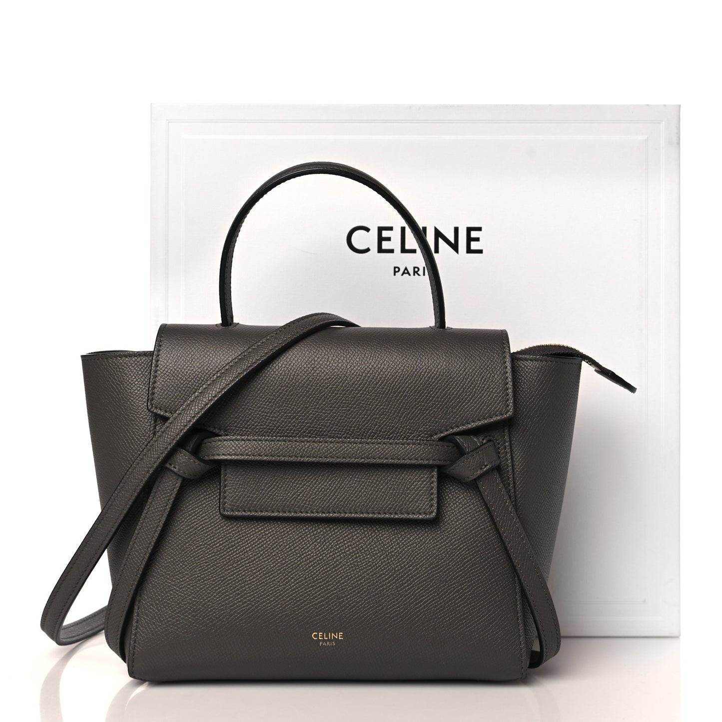 Grained Calfskin Nano Belt Bag Grey