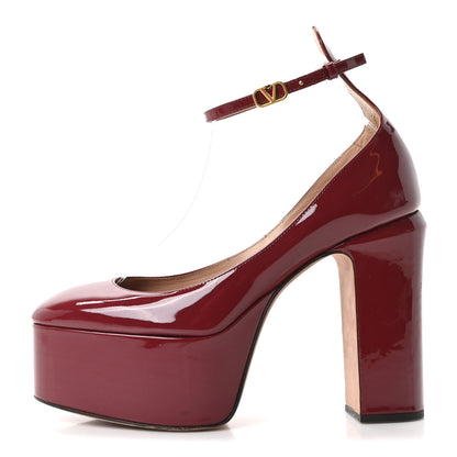 Valentino Garavani Patent Tan-Go 55/155mm Platform Sandals 38 Burgundy 1 of 9