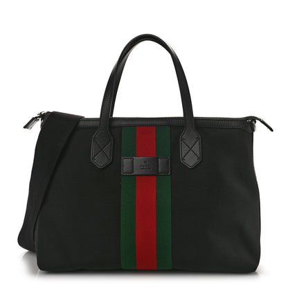 Gucci Nylon Web Top Handle Shoulder Bag Black 1 of 9