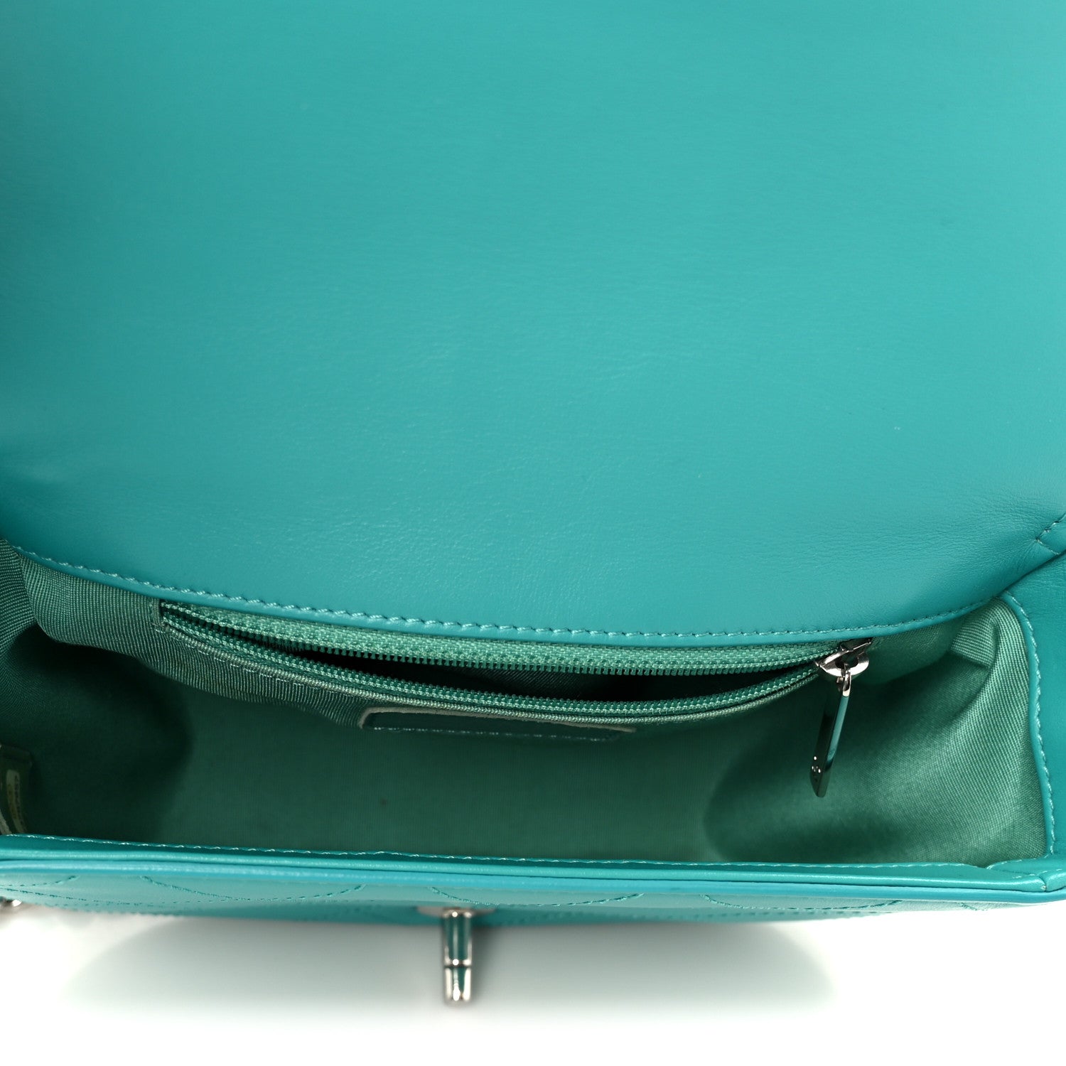 Chanel Calfskin Stitched Small Ring My Bag Flap Crossbody Turquoise 5 of 11