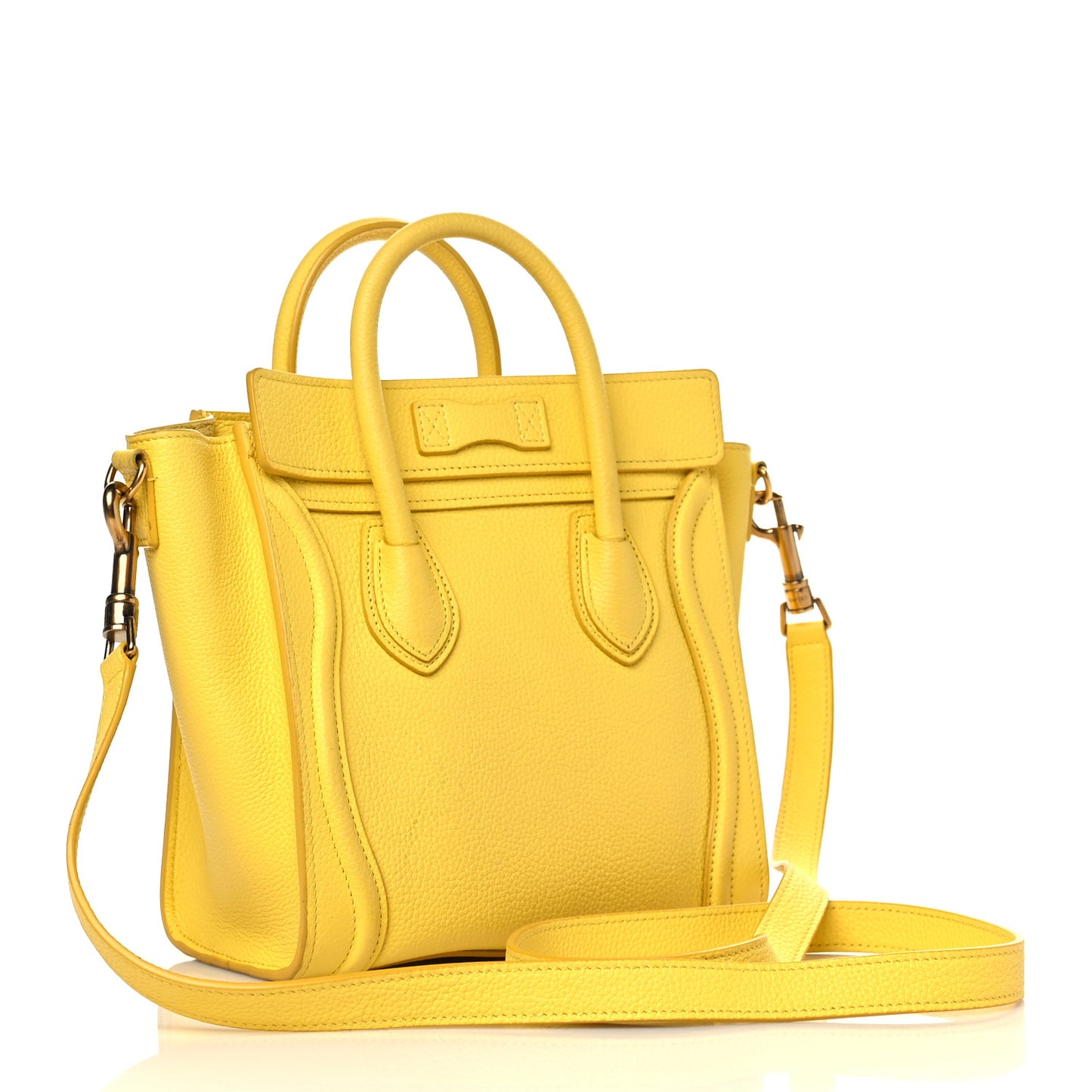 Drummed Calfskin Nano Luggage Citron