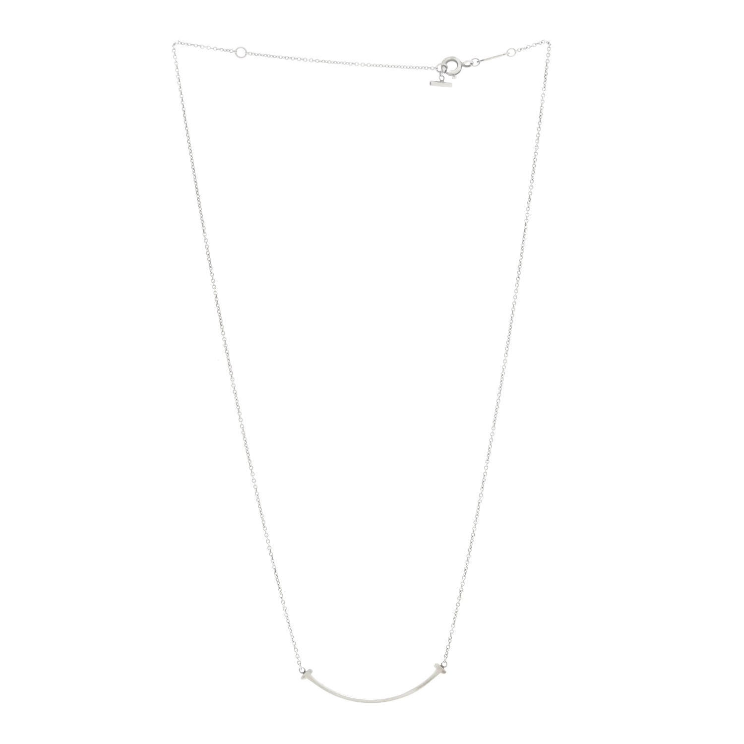 Tiffany Sterling Silver Small T Smile Pendant Necklace 3 of 5