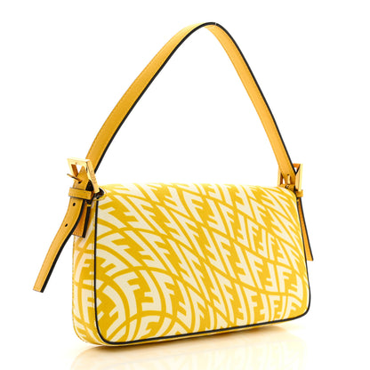 Fendi X SARAH COLEMAN Glazed Canvas Vitello King FF Vertigo Baguette 1997 Mimosa White 3 of 11