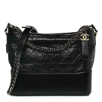 Chanel Aged Calfskin Quilted Medium Gabrielle Hobo Black 1 of 15